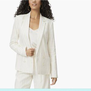 Rosette Stripe Double Breasted Linen Blend Blazer PAIGE - NEW